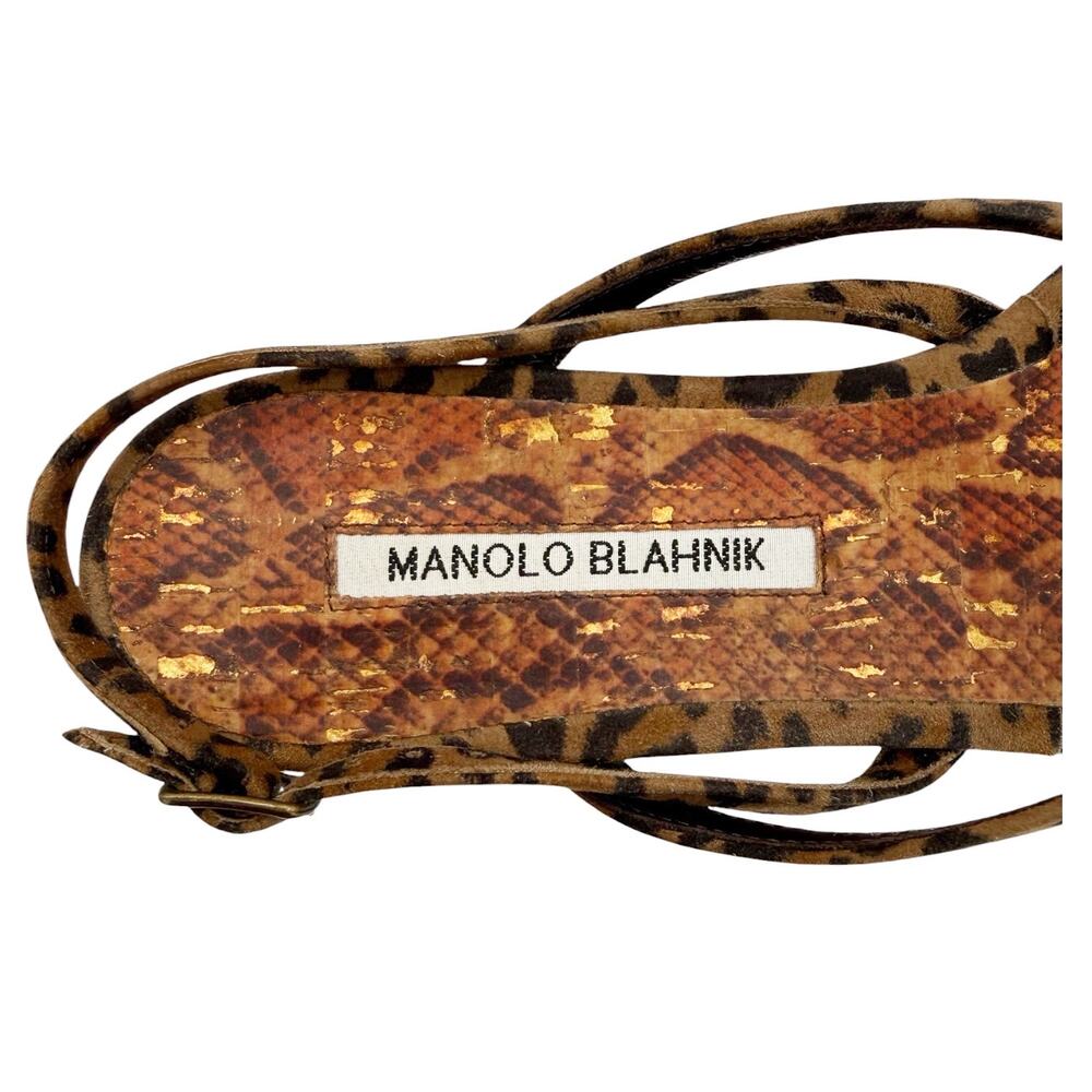 Manolo Blahnik Hata Thong Slingback Flat Sandals in Suede Leopard EU 37 US 7 - Picture 9 of 12